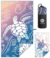 WEKAPO Microfiber Beach Towel – 71” x 39” - Dark Blue Sea Turtle
