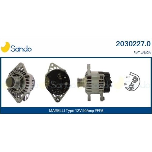 Alternateur Sando 2030227.0 pour Fiat 500 et Lancia Ypsilon 12V 70A