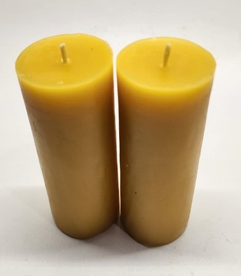 2 beeswax candles 4'' tall x 1.5'' w made using beeswax from local beekeepers