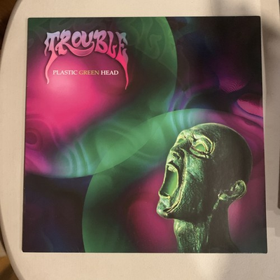 #ad Trouble LP Green Germany Press VG Plastic Green Head 2013 Reissue $35.00