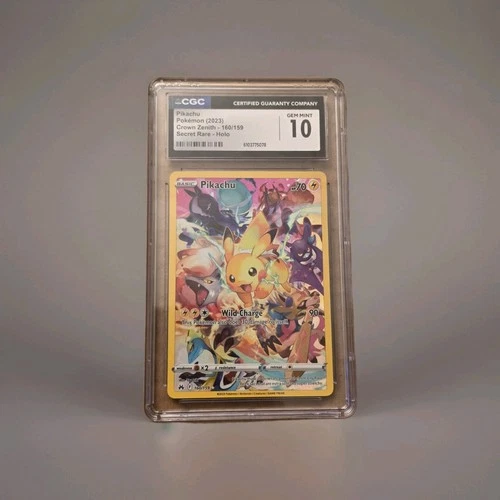 2023 Pokemon Crown Zenith Secret Rare #160/159 Pikachu Holo CGC 10 GEM MINT