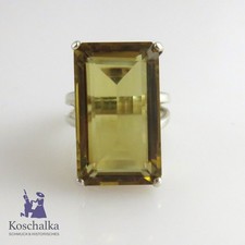 Zeitloser Vintage 925er Silber Rauchtopas Ring, Gr. 57  (E4240)