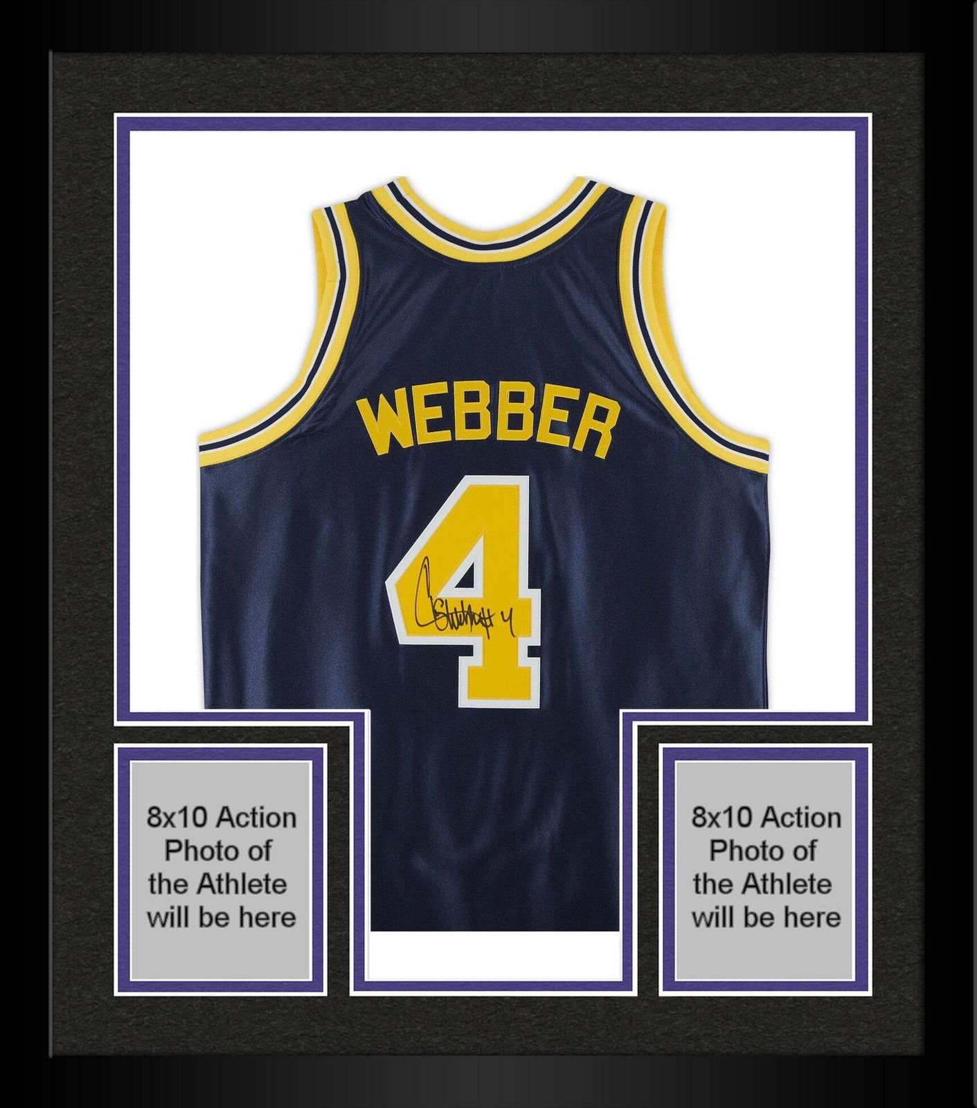 Chris Webber Autographed Signed Sacramento Kings Framed Wolverines Mitchell & Ness Navy 1991-1992 Jersey 