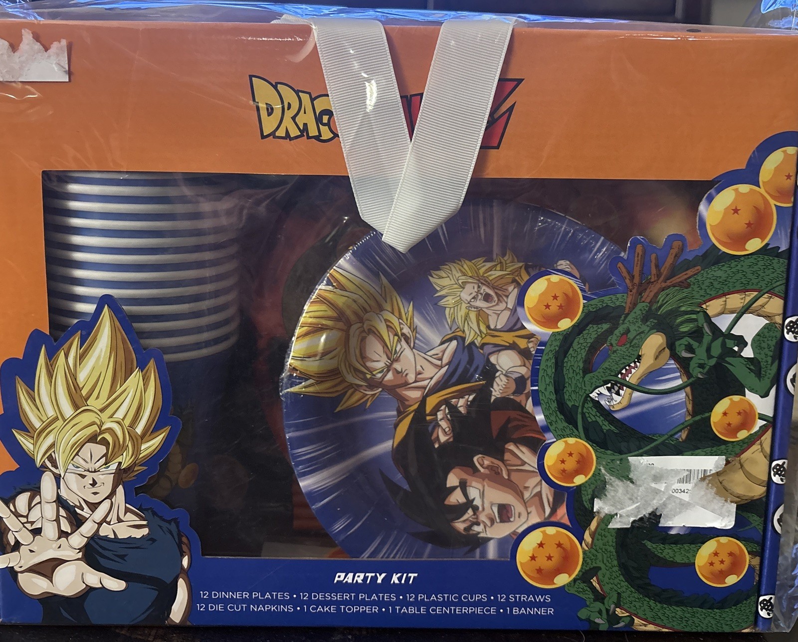 Anime DragonBall Z Kit de Fiesta Platos Tazas Banner Servilletas Decoración de Pasteles Centro de Mesa