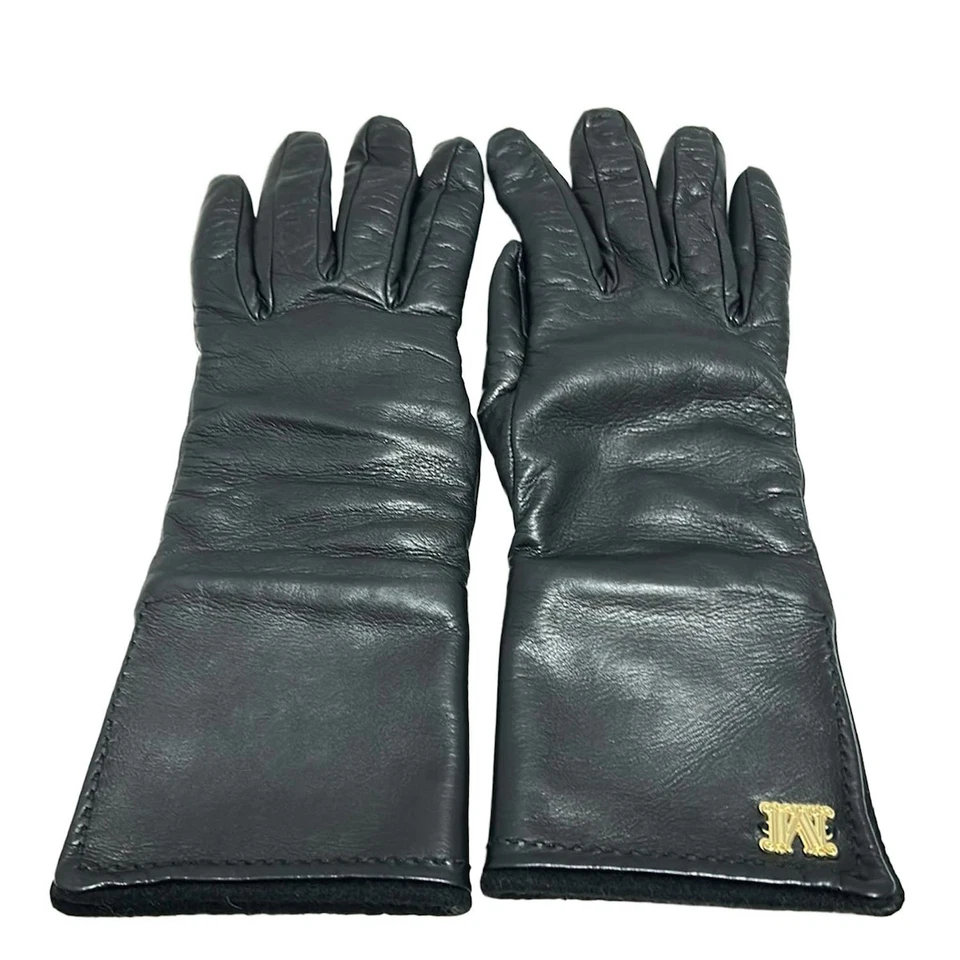 Auth Max Mara - Black Lamb Leather Women's Gloves - Image 2 of 4