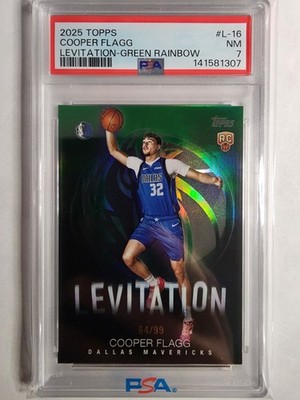 2025-26 Topps - Levitation Cooper Flagg #L-16  Green Rainbow Foil /99 (RC) PSA 7