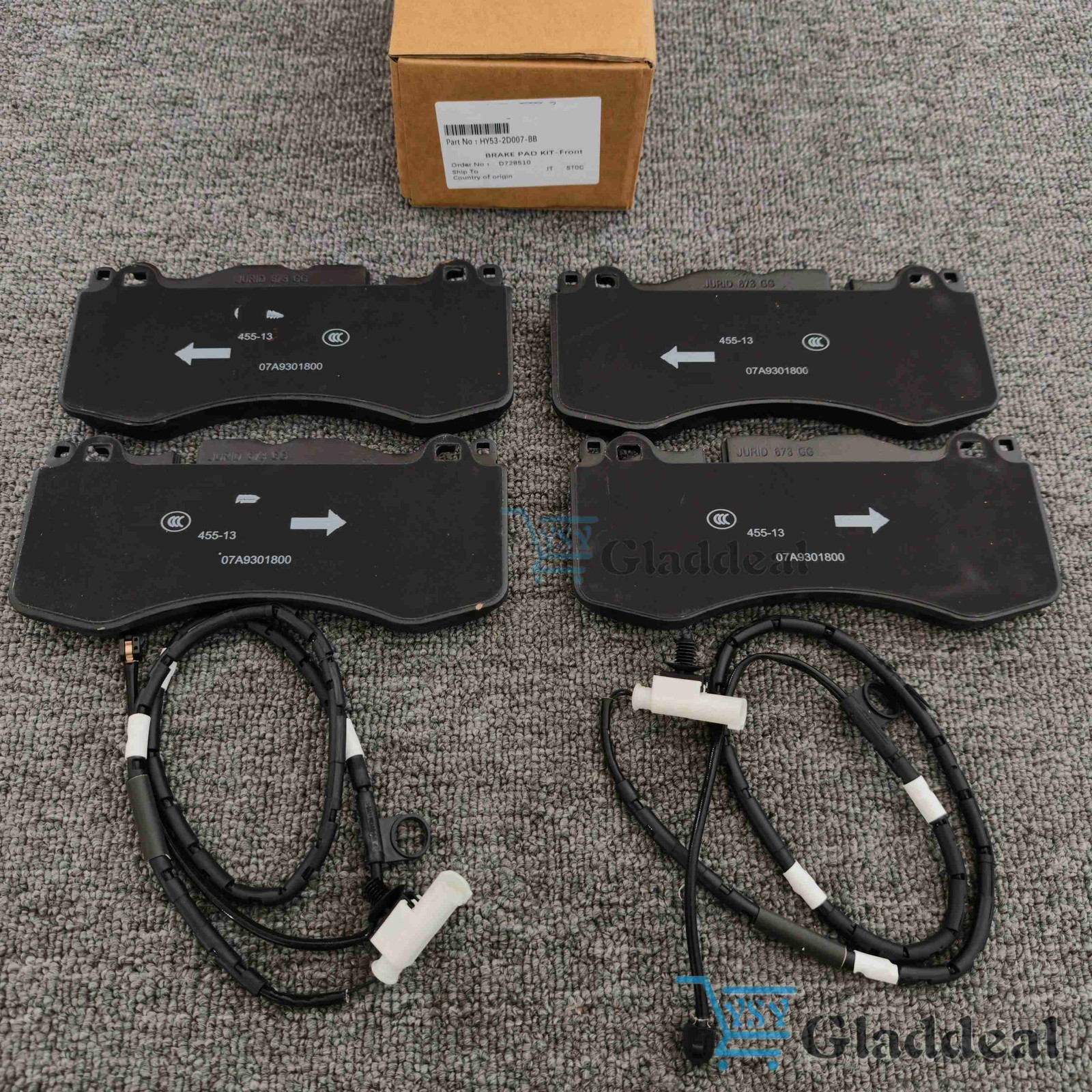 New Front Brake Pads For Aston Martin DB11, HY53-2D007-BB + FREE SENSOR US