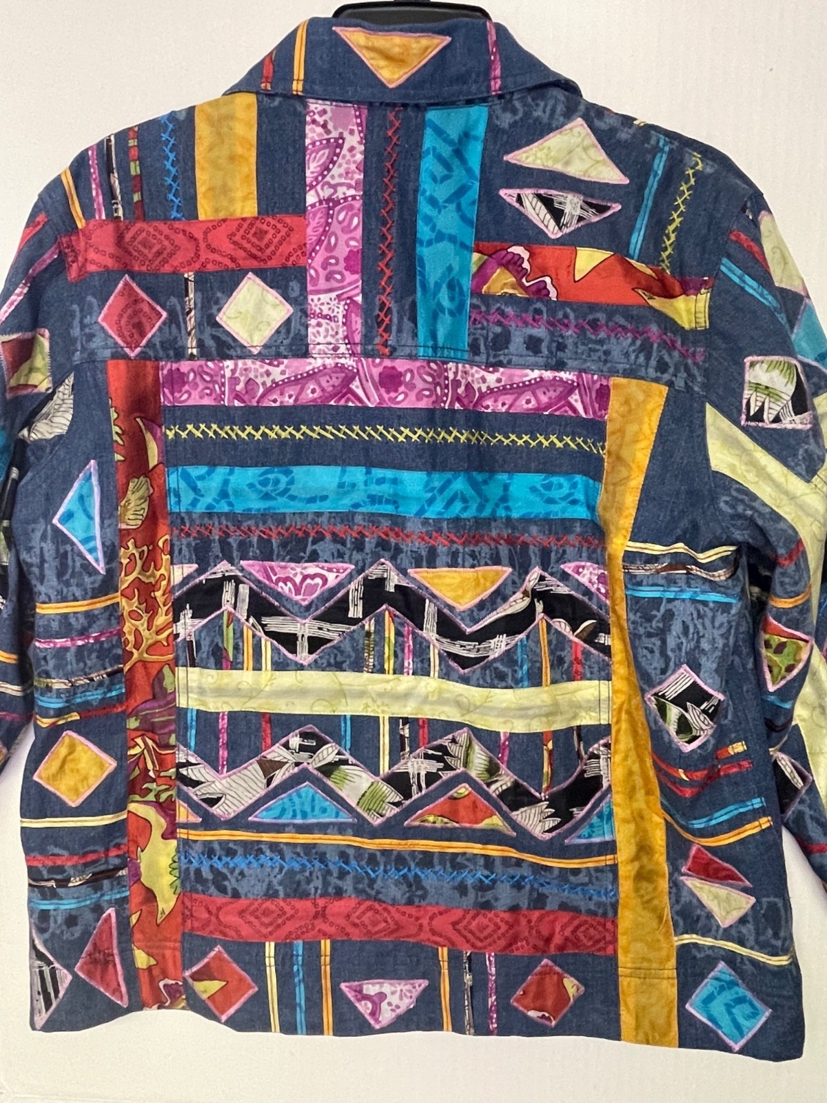 Chicos Design womens 2 Multicolor Patchwork Butto… - image 2