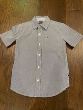 Boys Nautica Blue Check Dress Shirt S 8