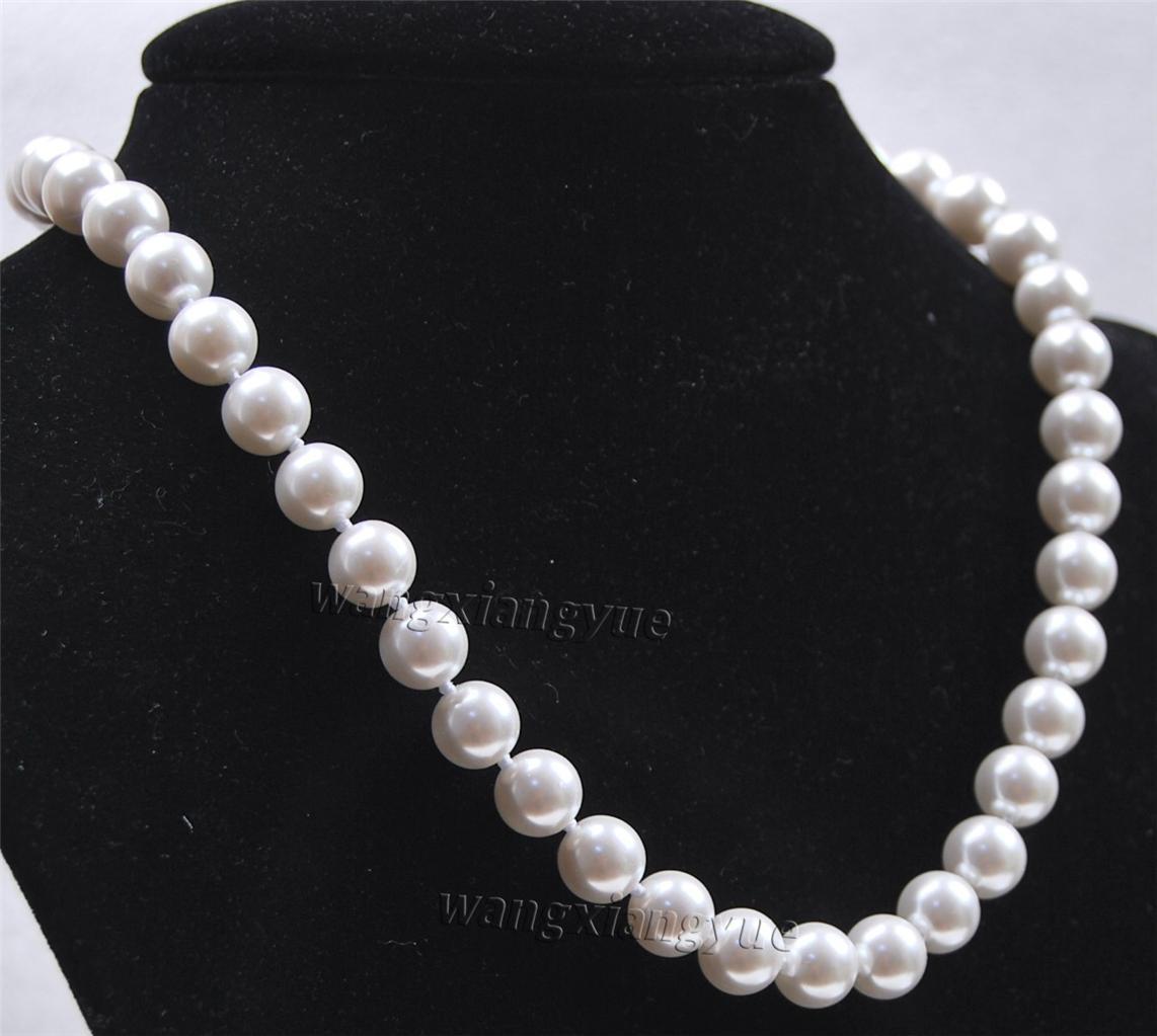 Long 18 24 36 48 8mm / 10mm Whte Akoya Shell Pearl Round Beads