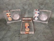 VERY RARE BLACKINTON USARCARIB MEDALS W/ LUCITE ASHTRAYS & PARK SHERMAN CALENDAR