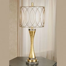 Amare Gold Table Lamp Modern Contemporary with Unique Double Shade