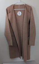 ANRABESS Women's Casual Long Sleeve Draped Open Front Knit Pockets Long Cardigan