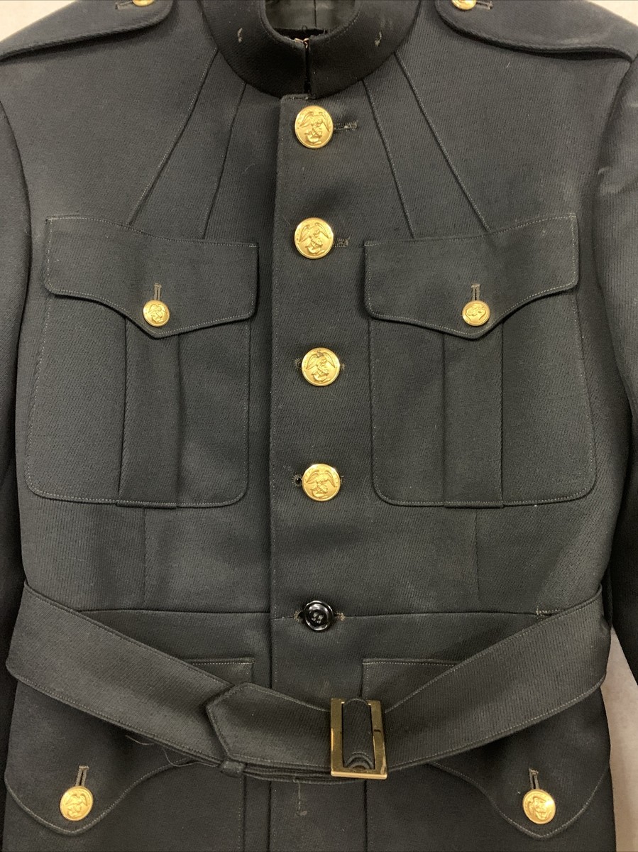 Vintage WWII Marine Corps Dress Blues Jacket With Belt Vintage WWII Marine Corps Dress Blues Jacket With Belt