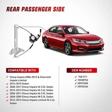 Rear Passenger Nilight Power Window Regulator/Motor Compatible with 2006 2007