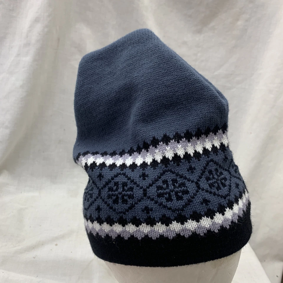 vintage stocking hat 1970 1980s ski retro tuque beanie Snowflake Gray Black Whit - Image 3 of 4