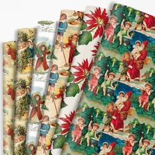 Vintage Christmas Wrapping Paper for Women Girls Boys Men - Retro Xmas Wrapping