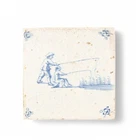 Nice Dutch Delft Blue tile, fisherman, circa 1700.