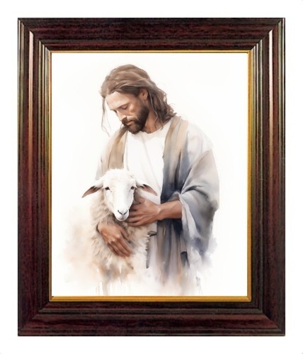 UNSER HERR JESUS CHRISTUS - DER GUTE HIRTE - GERAHMTES CHRISTLICHES BILD / DRUCK 014