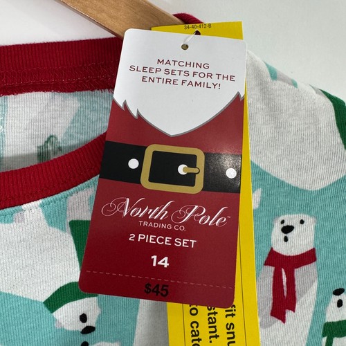 North Pole Trading Co Unisex Kid’s Size 14 Polar Bear 2 Piece Pajama Set New - Picture 5 of 9
