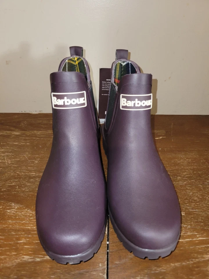 Botas de lluvia cortas Barbour Wilton Chelsea para mujer talla 3 púrpura berenjena nuevas con etiquetas Foto 3 de 4