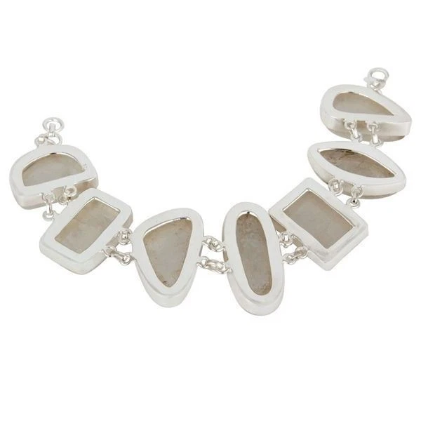 Pulsera de piedras preciosas de plata de ley 925 con piedras lunares arco iris Foto 2 de 2