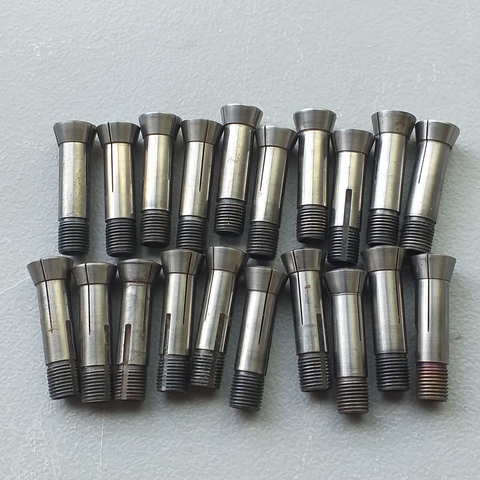 Levin lathe collets fractional 20 peice set. Used. 1/64