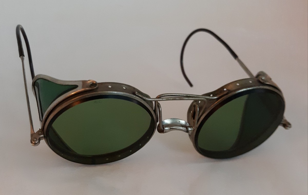 Vintage American Optical Tinted Green Safety Glasses Goggles 