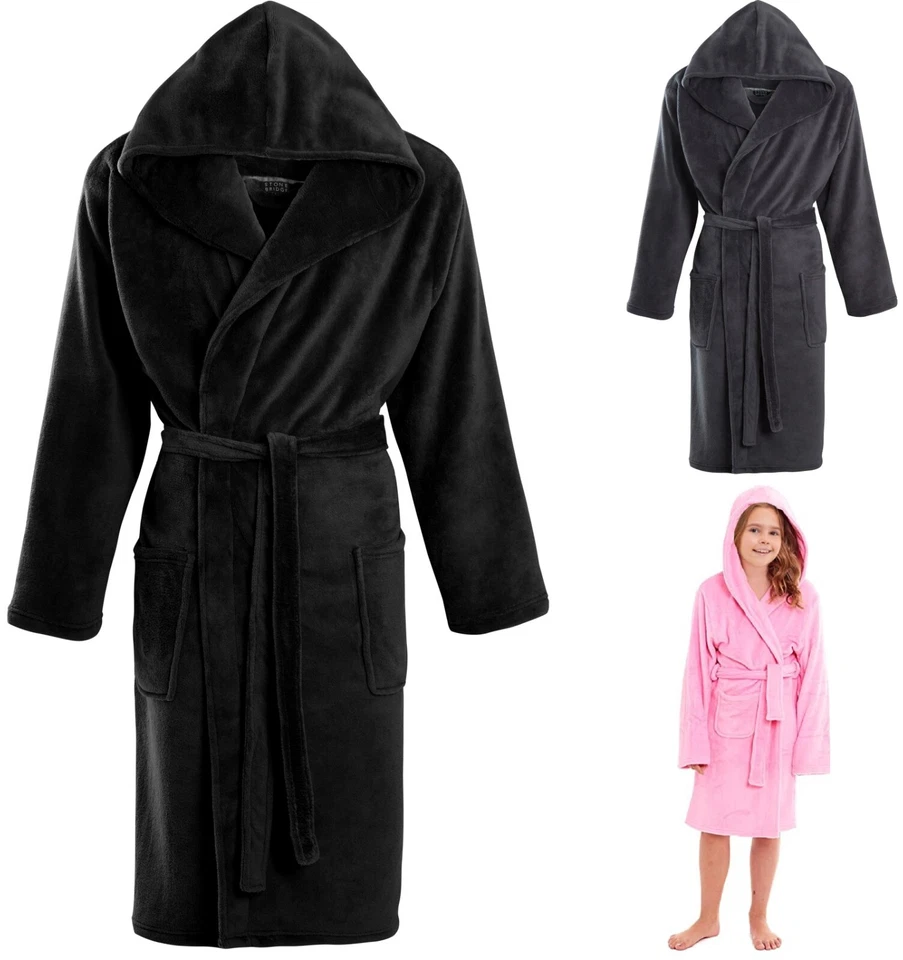 BRANDED Marken DICKER Kinder Kids Morgenmantel Jungen Mädchen Kapuze weich warm Morgenmantel