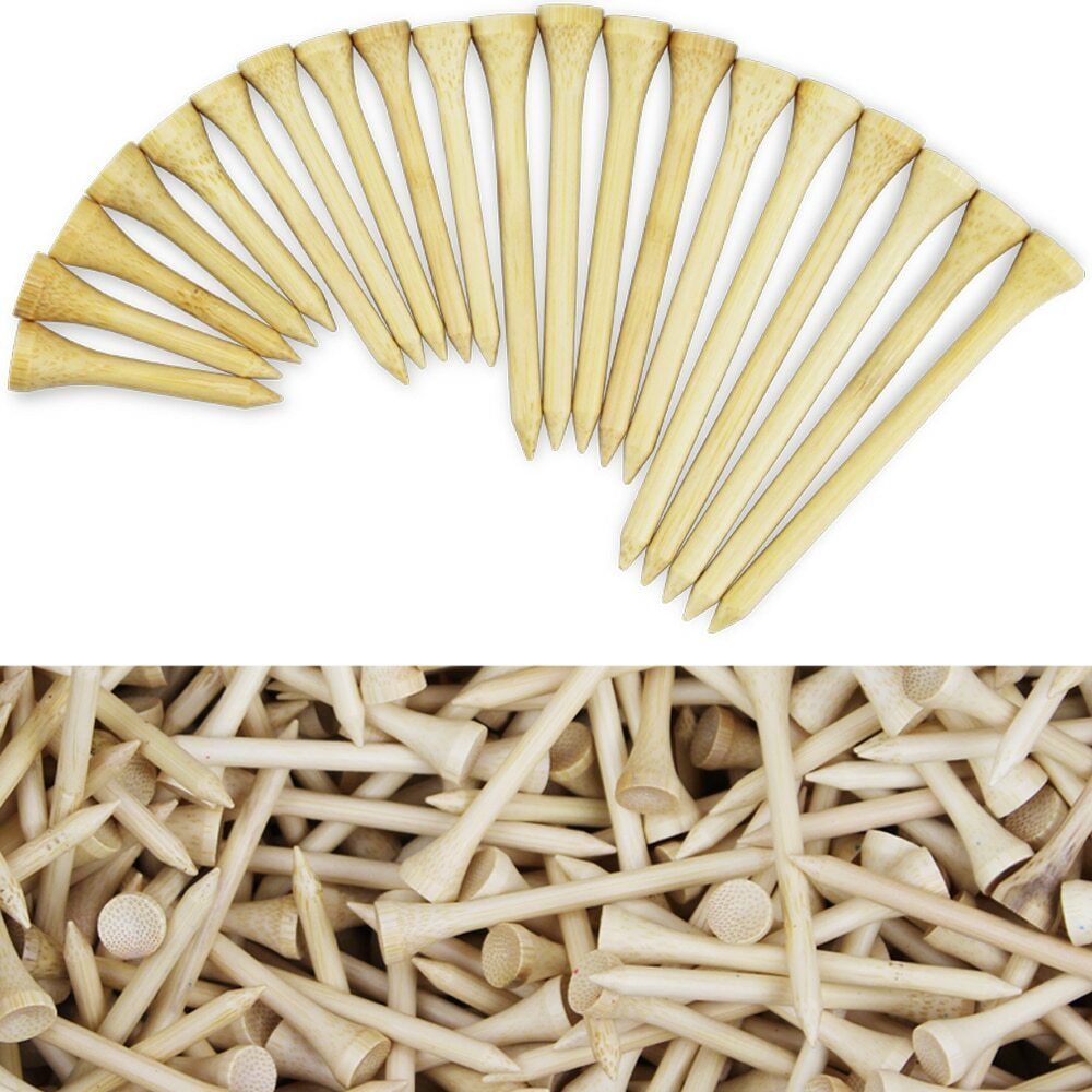 Package of 100 Tees Golf Tees Bamboo Tee Golf Balls Holder 4 Sizes