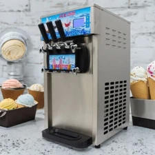 110V Soft Ice Cream Machine 3 Flavor Commercial Serve Ice Cream Cone Maker