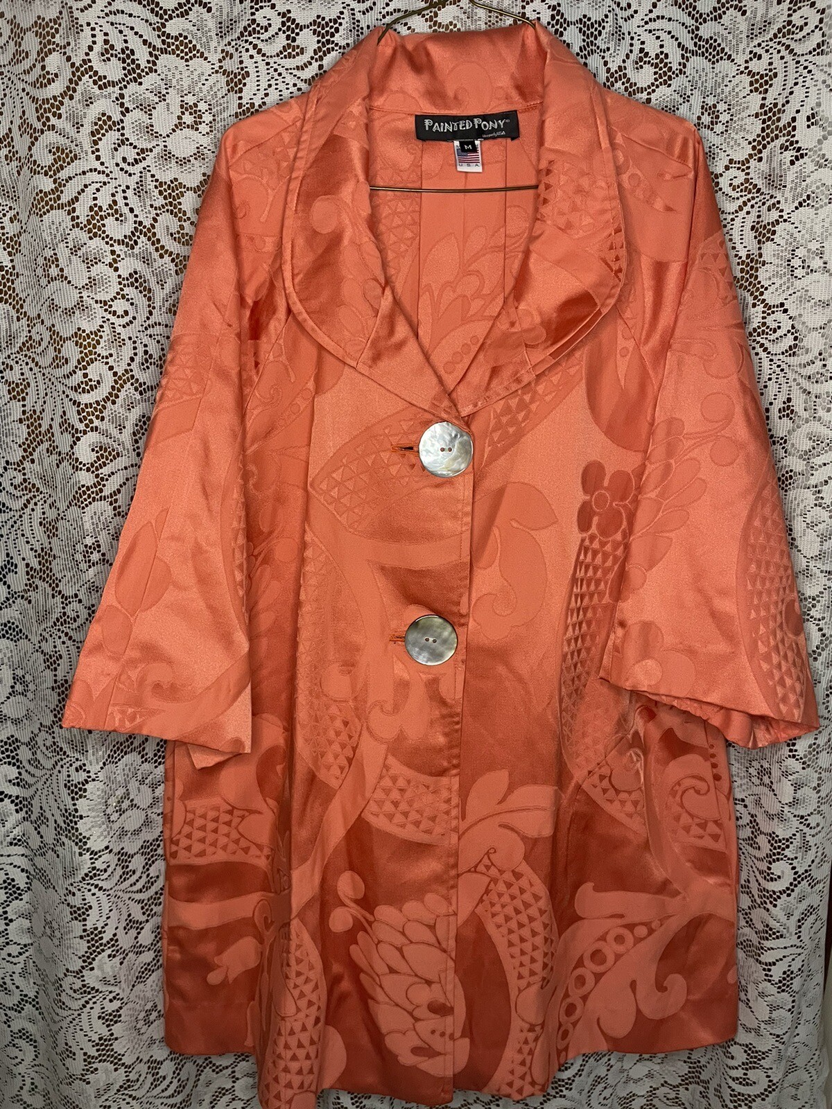 Giacca Pony Corallo Dipinta Calda Calda Media Nuova con Etichette Cappotto Donna