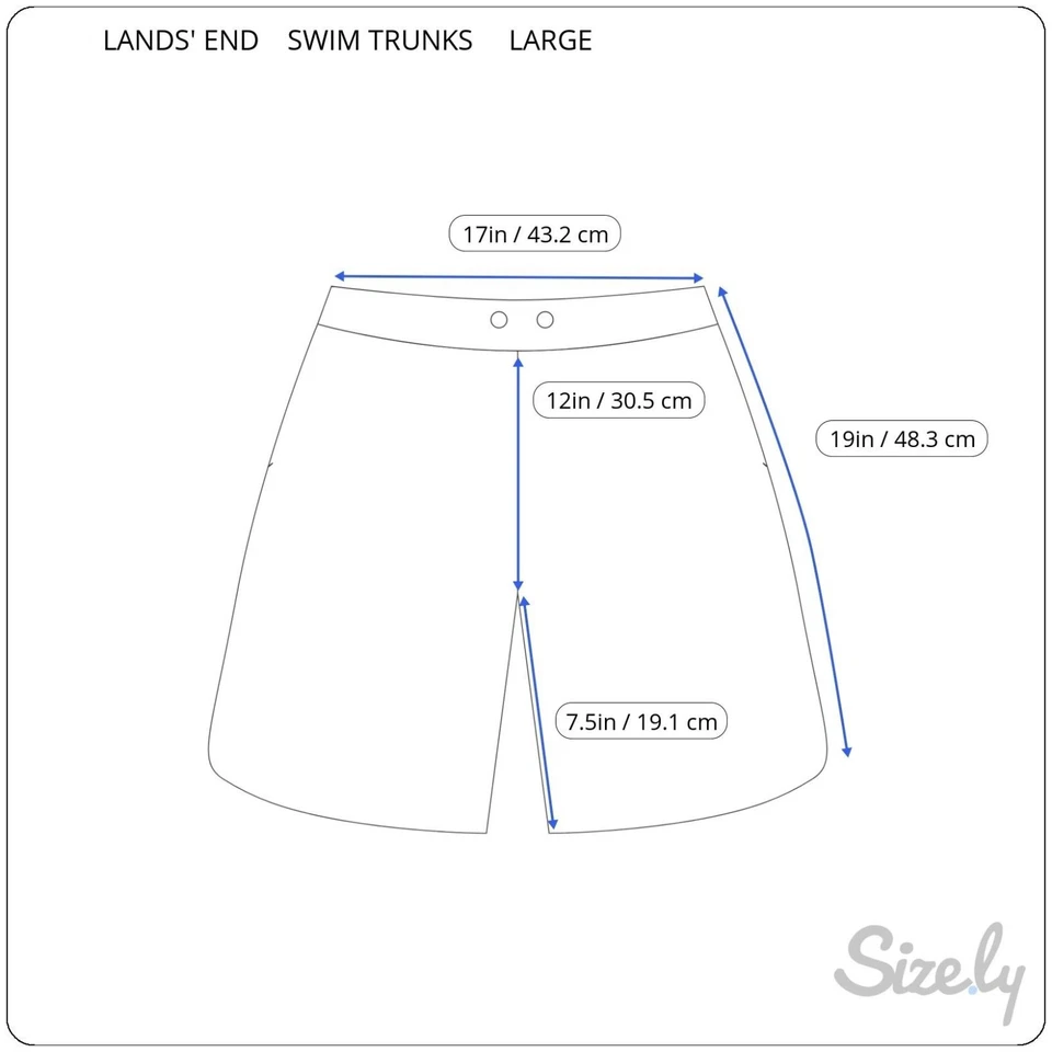Lands End Men Floral Swim Trunks Blue Red Elastic Drawstring Waist Pockets Large - Image 2 of 4