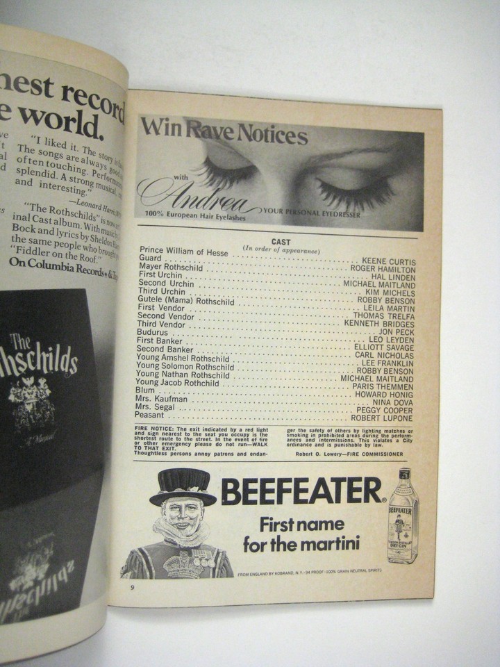 Rothschilds Playbill 1971 Lunt Fontanne Theatre Jill Clayburgh Keene ...