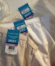 Vanity Fair 15318 Cotton Briefs - Size 6 -White, Fawn, Candleglow Set Of 3 NWT