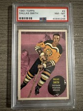 1961 Topps #4 Dallas Smith, PSA 8 #40890248, Boston Bruins