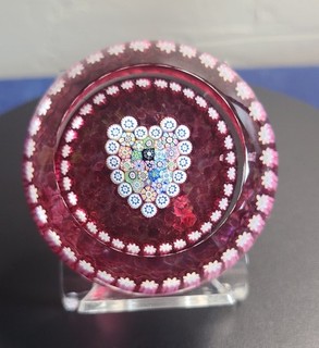 Perthshire Heart Millefiori Glass Art Paperweight Crieff Scotland