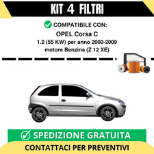 Kit 4 Filtri Tagliando per OPEL Corsa C 1.2 55 kw Benzina 2000-2009