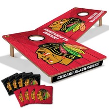 YouTheFan NHL 2  x 3  Wood Cornhole Game with Logo Bags Chicago Blac