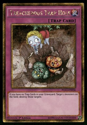 Treacherous Trap Hole Gold Secret Rare Premium Gold: Infinite Gold PGL3-EN036 NM