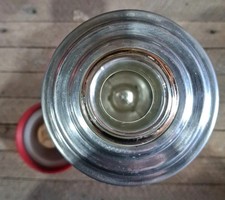 Termo de aluminio vintage con tazas y tapón de corcho, #2484, con etiqueta, relleno #24F