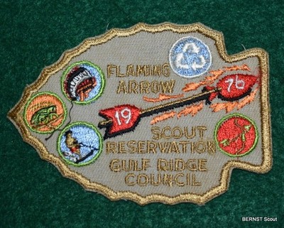 BICENTENNIAL CAMP PATCH - FLAMING ARROW - GULF RIDGE COUNCIL - FREE SHIPPING