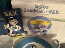 SAMMIE & SAX NIB 3 PIECE PORCELAIN SETTING PLATE BOWL CUP & BOOK 