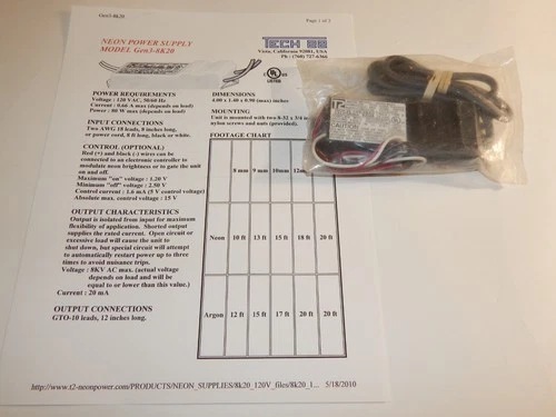 NEW OS small powerful 8000 20ma NEON transformer Vintage clock beer sign repair