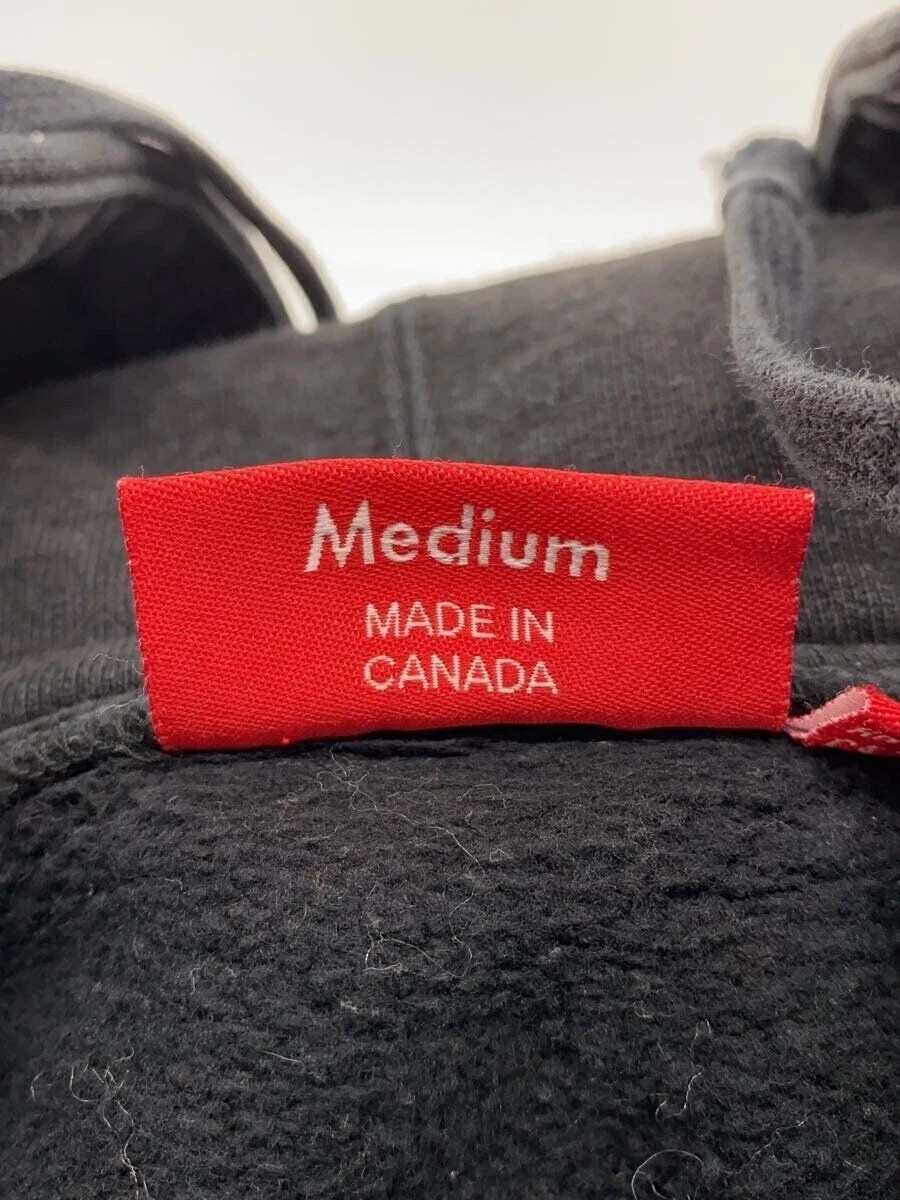 Felpa Supreme con cappuccio zip testo righe M cotone nero usata