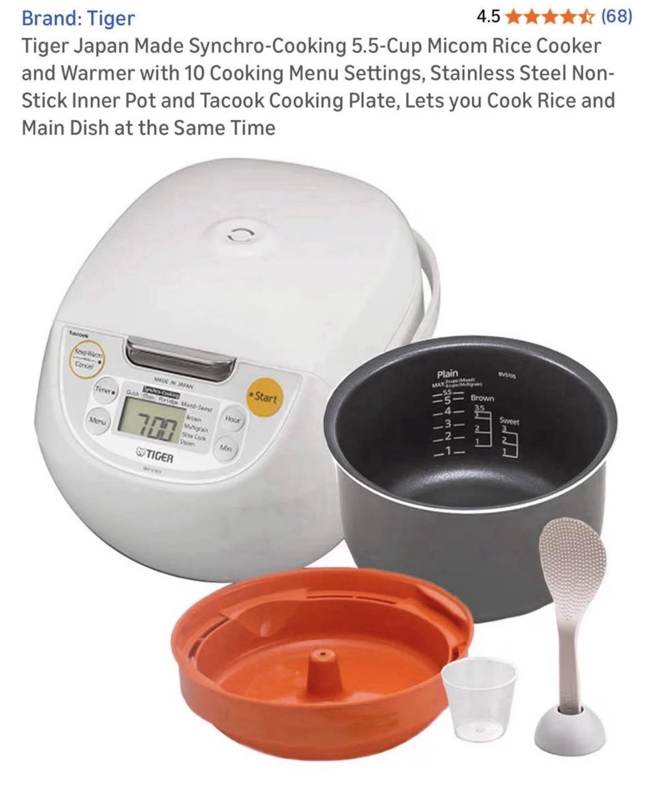 Tiger JBV-10CU Rice Cooker & Steamer