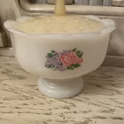 Vtg Avon Pastel Yellow Floral Soap Dish Farmhouse Core Cottage Core Milk Glass.