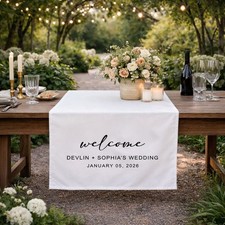 Personalized Wedding Table Runner, Custom Welcome Sign, Beach Wedding Decor