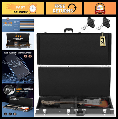 Portable Electric Guitar Hard Shell Case - Square Hardshell for Standard Guitars