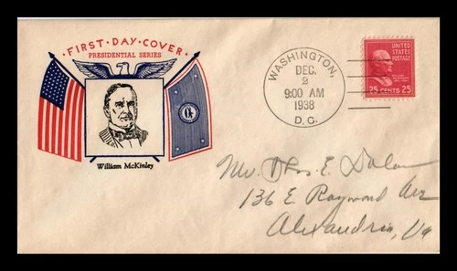 DR JIM STAMPS US COVER WILLIAM MCKINLEY PRESIDENTIAL SERIES FDC SCOTT 829